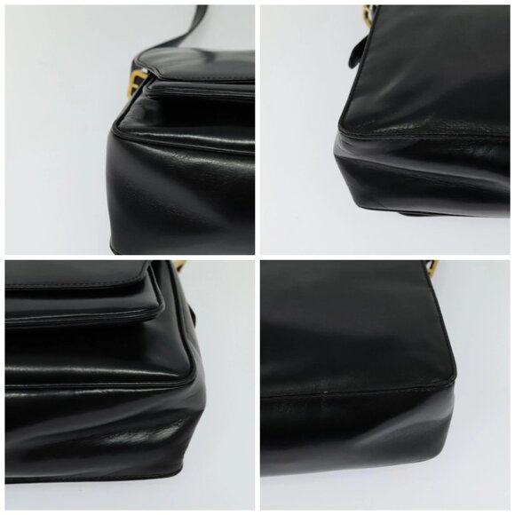 LOEWE Anagram Shoulder Bag Leather Black Gold Auth bs27097 - Picture 14 of 16